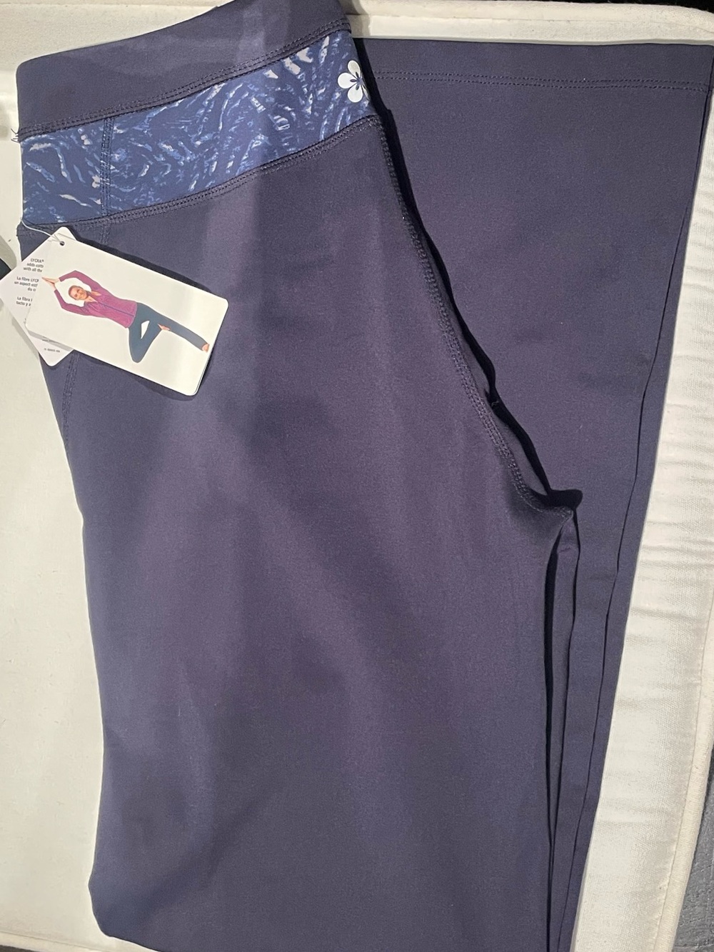 NWT Tuff Athletics Purple Straight-Leg Active Pants with Patterned Waistband